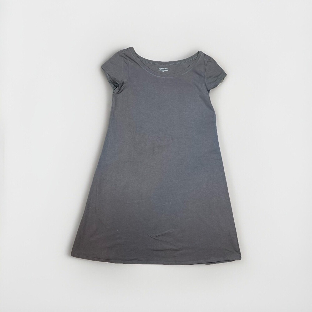 EILEEN FISHER Organic Cotton Ballet Jersey Knit T-Shirt A-Line Dress beige M